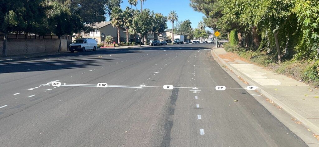 Cross section photo of protected bikeway construction on Murdell Ln in Livermore