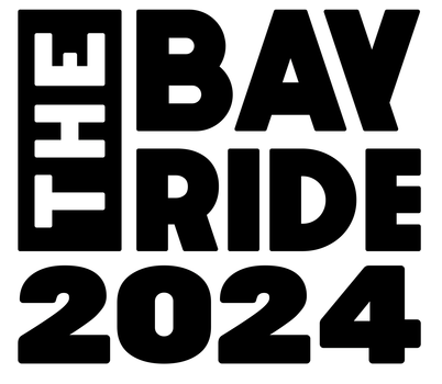 Black letters on white background that reads: THE BAY RIDE 2024