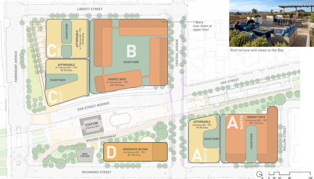 Site plan for the El Cerrito Plaza BART transit oriented developments