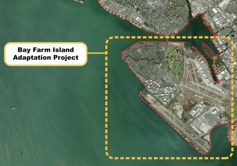 map of the Bay Farm Island shoreline, Alameda