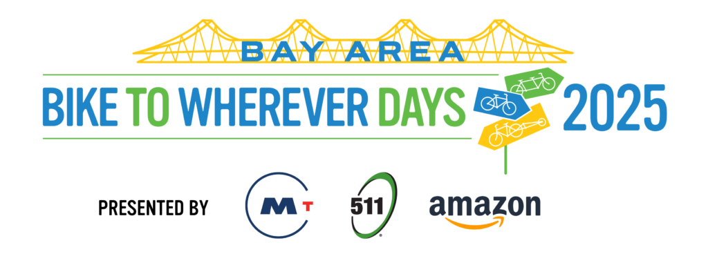 Regional logo for Bike to Wherever Days 2025; presenting sponsors include MTC, 511 and Amazon