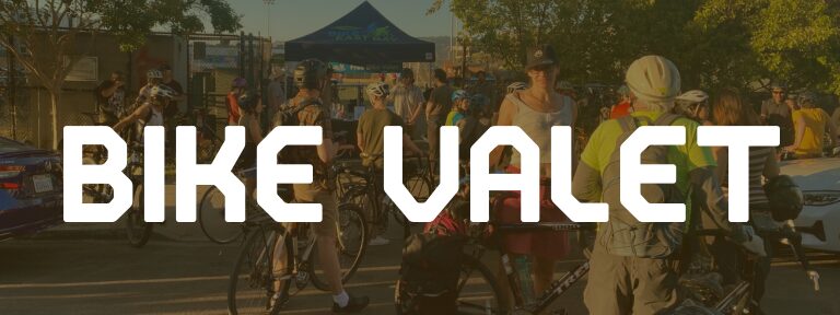 Photo of people using Bike Valet at an Oakland Ballers game