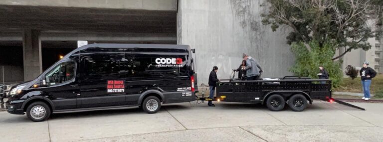 photo of the RSR Bridge bicycle shuttle van and trailer