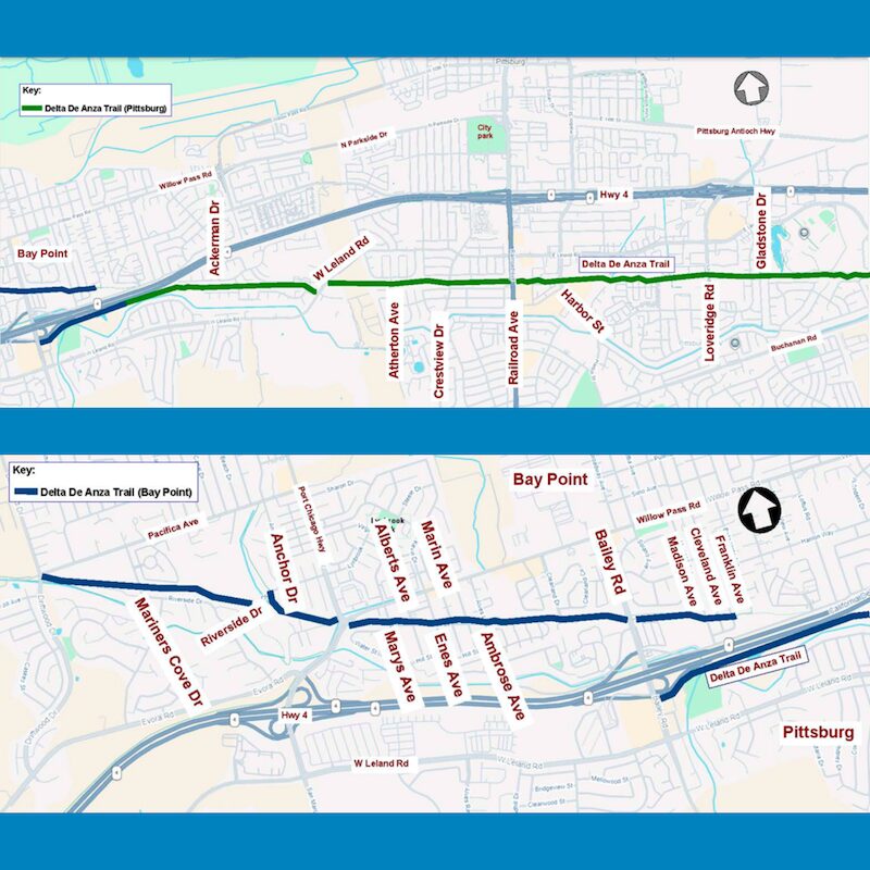 Map of the Delta De Anza Trail in Pittsburg and Bay Point