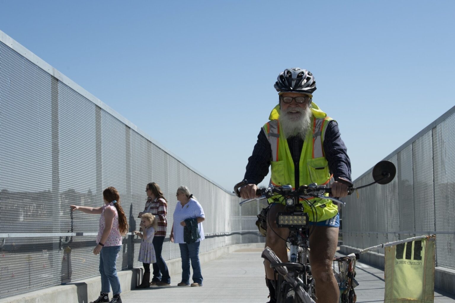 Ole Ohlson - biking across the Mokelumne Bridge Overpass