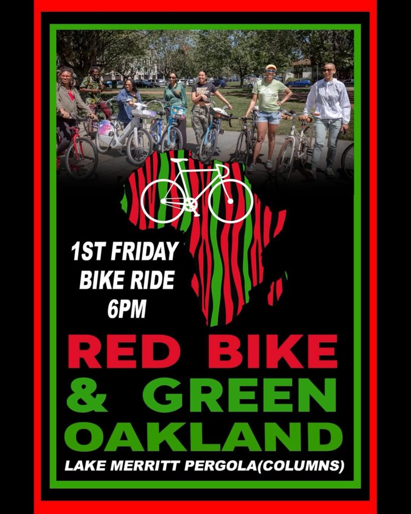 "1ST FRIDAY BIKE RIDE 6PM RED BIKE & GREEN OAKLAND LAKE MERRITT PERGOLA(COLUMNS)"