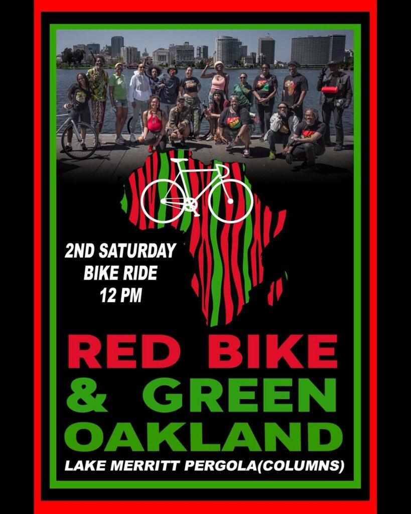 "2ND SATURDAY BIKE RIDE 12 PM RED BIKE & GREEN OAKLAND LAKE MERRITT PERGOLA(COLUMNS)"